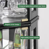 Trygoal 70" H Lighted Corner Curio Cabinet, Display Curio Cabinet with Tempered Glass Doors and Shelves, Corner Display Case with Light Bulb for Living Room, Dining Room, Black Trygoal