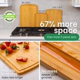 GREENER CHEF Organic Bamboo Cutting Board Set of 3 with Lifetime Replacements - 62% More Cutting Area, Single Tone Wood Chopping Boards with Juice Groove for Meat, Vegetables, and Cheese Greener Chef