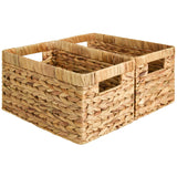 StorageWorks Wicker Basket, Baskets for Organizing, Storage Basket with Built-in Handles, Water Hyacinth Shelves (Medium 2-Pack, Natural Hyacinth) StorageWorks