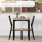 HOMCOM Light Wood Grain 3-Piece Dining Table Set for Small Spaces HOMCOM