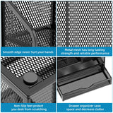 Marbrasse Mesh Pen Holder for Desk, Multi-Functional Pencil Organizer with Drawer, Desk Organizers and Accessories for Office Art Supplies (Black) Marbrasse