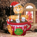 ZPISF 6 FT Christmas Inflatables Outdoor Decorations, Cute Christmas Blow Up Yard Decorations Gingerbread Man in Hot Cocoa Mug Scene for Garden Lawn Xmas Decor ZPISF