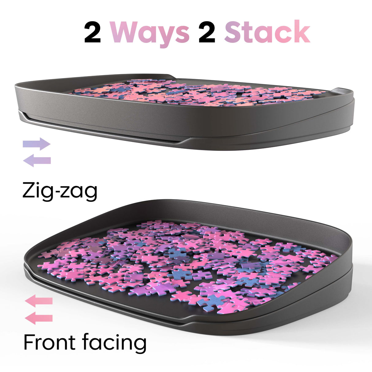 Puzzlup Stackable Puzzle Trays with Box Display Design - Set of 6 Unique Puzzle Sorting Trays - Up to 1500 Pieces - Premium Jigsaw Puzzle Accessory Puzzlup