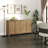 Prepac Yaletown 4 Panel Door Console Table with Storage, Oak Storage Cabinet with Doors and Shelves, Sideboard Storage Cabinet 60" W x 32" H x 16" D, OCBG-2220-1 Prepac