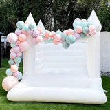 WARSUN 10x8x8FT White Bounce House with Ball Pit & Air Blower All PVC Commercial Grade Inflatable White Bounce House Caslte for Kids Birthday Baby Shower Business Photography WARSUN