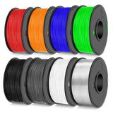 TECBEARS TPU Filament 1.75mm, 95A 3D Printer Filament, Flexible TPU Filament for Fast Printing, 250G Spool, 8 Rolls, 2KG in Total, Black+White+Transparent+Grey+Red+Blue+Green+Orange TECBEARS
