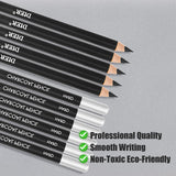Geyoga 180 Pcs Professional Charcoal Pencils Drawing Set Soft Medium and Hard Charcoal Sketch Drawing Pencils for Beginners Artists Shading Sketching Geyoga