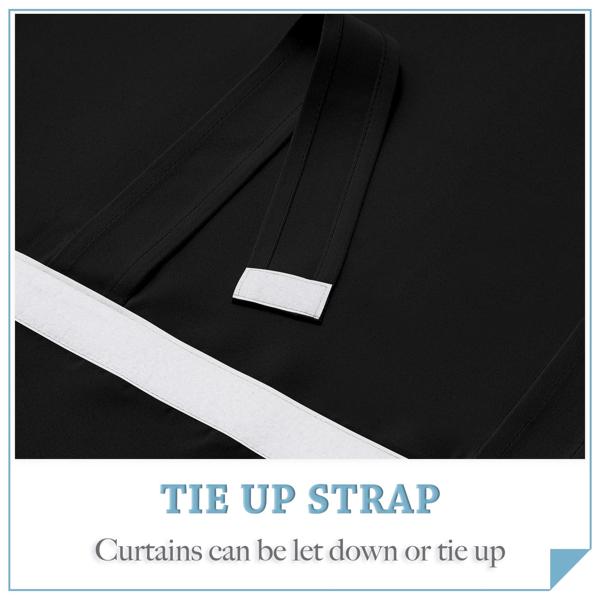 RYB HOME Blackout Door Curtain - Tricia Window Shades Thermal Insulated Light Block French Curtain Tie up Shades Energy Efficient Double Door Blind, 26 x 69 inches, Black, 1 Panel RYB HOME