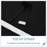 RYB HOME Blackout Door Curtain - Tricia Window Shades Thermal Insulated Light Block French Curtain Tie up Shades Energy Efficient Double Door Blind, 26 x 69 inches, Black, 1 Panel RYB HOME