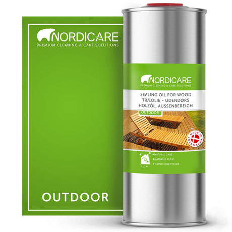 Nordicare Sealing Wood Oil for Outdoor Garden Furniture - Teak Oil for Wood Outdoor Furniture - Suitable for All Outdoor Types of Wood, for Wood Exterior Protection - Easy to Apply 34 Oz Nordicare