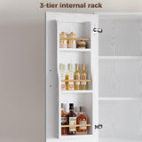 IRONCK 71" Kitchen Pantry Storage Cabinet with Storage Rack, Pegboard Doors, 4 Adjustable Shelves, Food Pantry Cabinet, Freestanding Tall Cupboard for Dining Room, Kitchen, White IRONCK