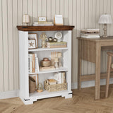 HOTLUU 3-Tier Farmhouse Bookshelf, Book Shelf with Open Storage & One Adjustable Shelf, 9.8" D x 26" W x 38" H, Wooden Bookshelf for Study Room, Living Room, Kitchen, Bedroom (White) HOTLUU