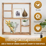 MITREL 17.7x15.7-Inch Shadow Box Display Shelf，6-Slot Rustic Floating Shelves，Larger Wood Trinket Shelf Freestanding Farmhouse Curio Shelf(6C-Brown) MITREL