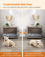 Feandrea Dog Crate Furniture, 32.5" Side End Table, Modern Kennel for Dogs Indoor up to 45 lb, Heavy-Duty Dog Cage with Multi-Purpose Removable Tray, Double-Door Dog House, Greige UPFC002G01 Feandrea