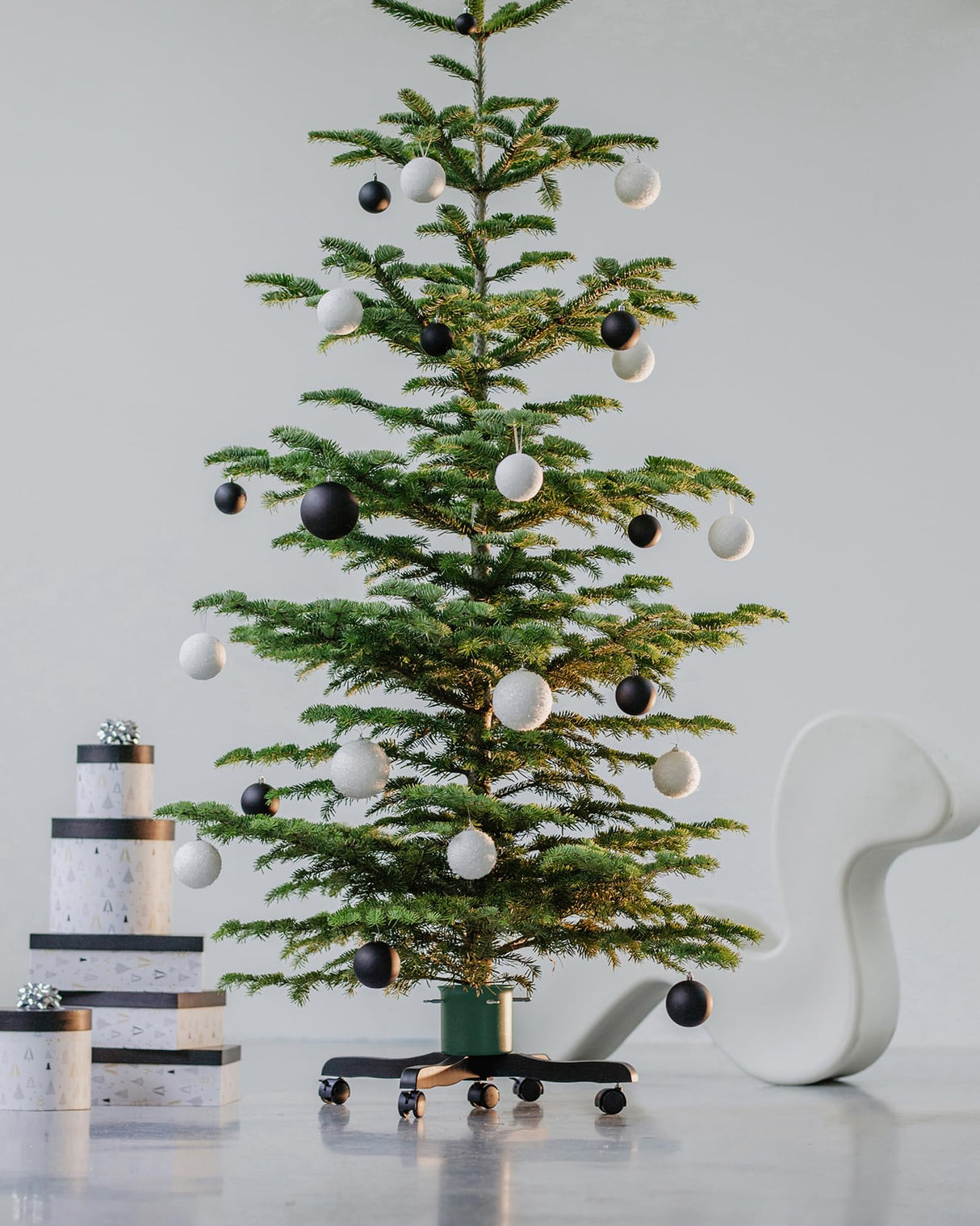 Live Christmas Tree Stand : Real Christmas Tree Stand Base With Wheels Movable Adjustable up to 6.5ft Hold 0.53gal Water Reservoir Goodjob Green GuuG