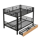 LUKEEHOM Metal Bunk Bed Full Over Full Convertible Full Bunk Beds into 2 Individual Full Size Bed with 2 Storage Drawers, No Box Spring Needed, Black LUKEEHOM
