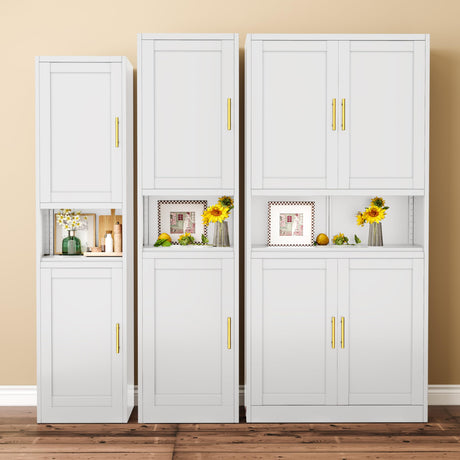 Ckzbx 70.87" H Metal Narrow Pantry Storage Cabinet Tall Steel Bathroom Cabinet,4 Adjustable Shelves for Kitchen, Home Office, Living Room, Dinning Room (White) Ckzbx