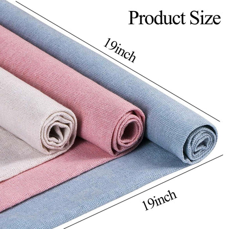 4pcs Nature Linen Needlework Fabric, Kurilai Solid Colour Embroidery Fabric, Square Linen Cloth Crafts Accessories for Making Garment Craft, Cross Stitch, Needle Embroidery, DIY Decoration (19x19inch) Kurilai