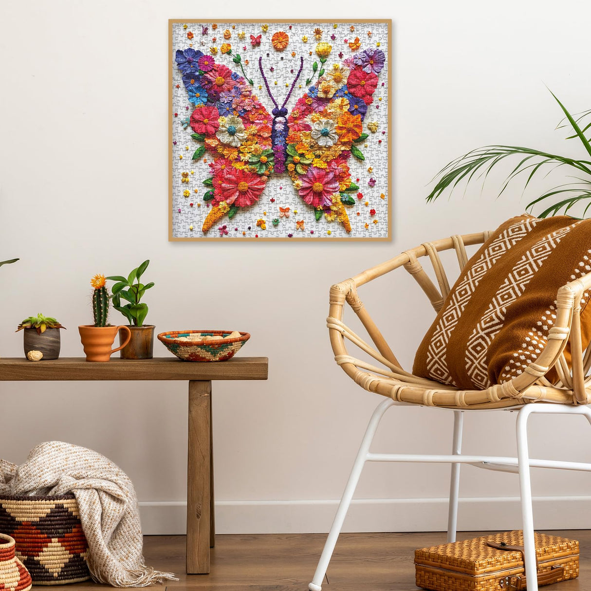 Blossom Wings Jigsaw Puzzle 1000 Piece for Adult, Colorful Flower Butterfly Jigsaw Puzzles Impossible Art, Pretty Aesthetic Challenging Puzzles Larkipuzz