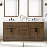 OVE Decors Maya Plus 72 in. Double Sink Bathroom Vanity in Almond Latte Finish, Black Hardware and Included Power Bar OVE Decors