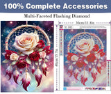 ijbnhd Rose Dream Catcher Diamond Painting Art Kit for Adults Rose Diamond Art Painting for Beginners Full Drill Round Gem Art Painting for Crafts Home Wall Decor Gift 12x16inch ijbnhd