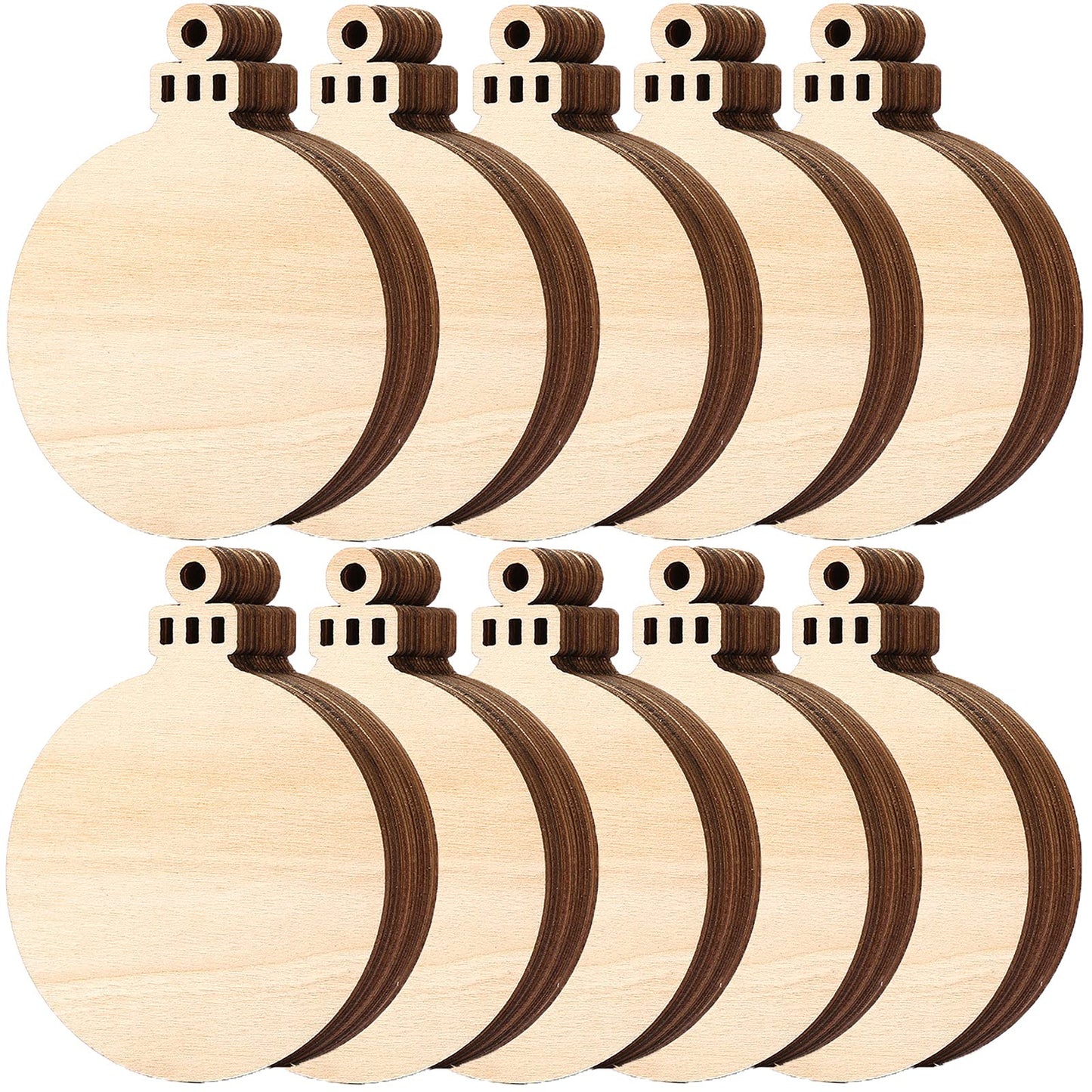 80pcs Natural Wood Slices, HOOMBOOM 3.5 Inch DIY Wooden Christmas Ornaments Unfinished Predrilled Wood Circles for Crafts Centerpieces Holiday Hanging Decorations