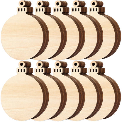 80pcs Natural Wood Slices, HOOMBOOM 3.5 Inch DIY Wooden Christmas Ornaments Unfinished Predrilled Wood Circles for Crafts Centerpieces Holiday Hanging Decorations