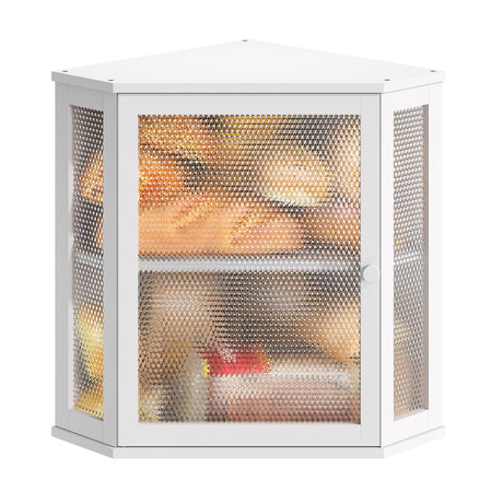 STDDRE Corner Bread Box Kitchen Countertop Extra Large Capacity Farmhouse Bread Box, Corner Countertop Storage, Double Layer Bread Holder (White, Extra Large) STDDRE