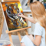 Bowetile Framed Paint by Numbers Tiger for Adults Beginners, Adults' Paint-by-Number Tiger Kits, Easy Adult Paint by Number Kits on Canvas, Acrylic Animals Number Painting for Home Decor, 8x12in Bowetile