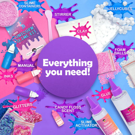 Original Stationery Mini Unicorn Slime Kit for Girls Ages 8-12, Create Unicorn Sparkle, Foam, Clay and Jelly Cube Slime, Fun Crafts for Kids Original Stationery
