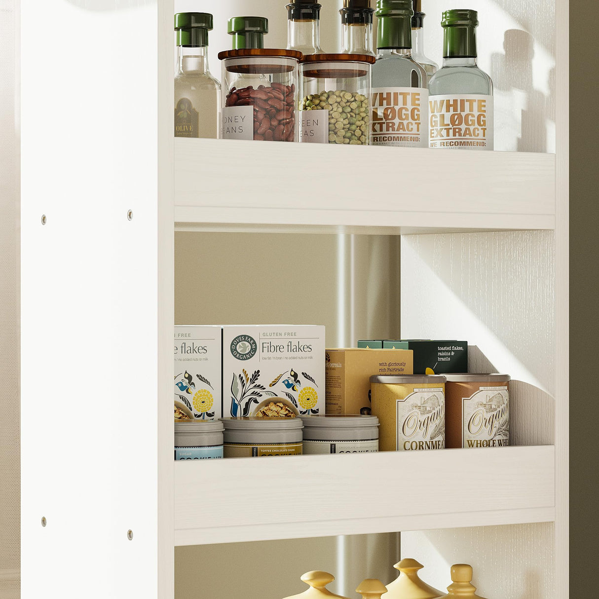 IRONCK Slim Storage Rolling Cart with Drawer and Wheels and Handle, 4 Tier Slide Out Utility Kitchen Cart for Small Spaces Kitchen Laundry Narrow Places, White IRONCK