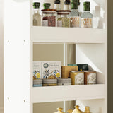 IRONCK Slim Storage Rolling Cart with Drawer and Wheels and Handle, 4 Tier Slide Out Utility Kitchen Cart for Small Spaces Kitchen Laundry Narrow Places, White IRONCK