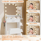 wanan Small Makeup Vanity Desk with Mirror and Lights, Compact Vanity with Chair and Charging Station, 3 Color Lighting Modes for Small Space,White wanan