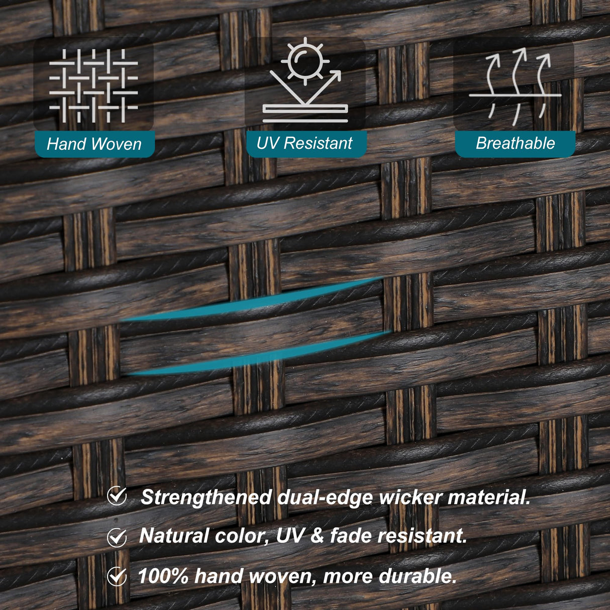 PHI VILLA 9 Pieces Outdoor Dining Set for 8, Large Rectangle Wrought Iron Table with Umbrella Hole & Cushioned Wicker Chairs, Dining Furniture for Patio, Deck, Yard, Porch PHI VILLA