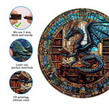 Jigfoxy Wooden Puzzles for Adults, Dragon's Library Wood Puzzles Adult, Unique Animal Shape Wooden Jigsaw Puzzles, Birthday Gifts for Puzzles Lovers Family Friend (S-8.5 * 8.5in-100pcs) Jigfoxy