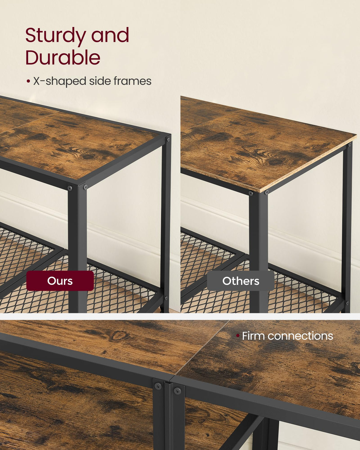 VASAGLE Modern TV Stand for TVs up to 75 Inches, 3-Tier Entertainment Center, Industrial TV Console Table with Open Storage Shelves, for Living Room, Bedroom, Rustic Brown and Black ULTV098B01 VASAGLE