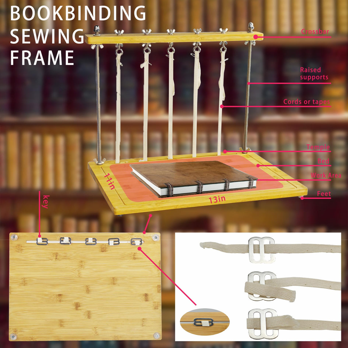 Bookbinding Sewing Frame Set,Hand Make Bookbinding Kits,Includes Bone Folder, Paper Creaser, Awl, Curved Needles, Waxed Thread, Glue Brush, and Bookbinding Supplies for Handmade Books Griiyakii