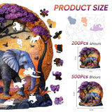 Wooden Puzzle for Adults 200 Pcs, 3D Vision Effect Elephant Forest Puzzle Unique Shape Advanced Jigsaw Puzzle, Challenge Wooden Jigsaw Puzzle for Family Game (11.2 x 10.9 in) Qiuenisray