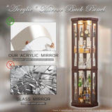 Eyisean 70" Lighted Glass Corner Curio Cabinet, Display Cabinet with Elegant Tempered Glass Door, China Cabinet with Light Bulb, Mirrored Back Panel, Rack for Living Room Storage(Dark Cherry) Eyisean