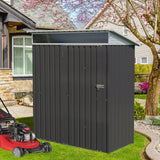 Vongrasig 5 x 3 FT Outdoor Storage Shed, Metal Shed Small Garden Tool Storage Shed with Large Window and Lockable Door for Outside Backyard Patio Lawn (Dark Grey) Vongrasig
