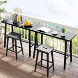 COSTWAY 36" Outdoor Bar Table, Rectangular High Pub Table with Adjustable Foot Pads, Patio Counter Height Dining Table for Balcony, Backyard, Indoor, Black COSTWAY