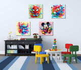 4 Packs Cartoon Paint by Numbers Kits for Kids Framed,Paint by Numbers for Kids Ages 8-12 with Framed Canvas,DIY Easy Painting Kits with Wooden Easel for Home Wall Decor 8X8 Inch Fuinkqe