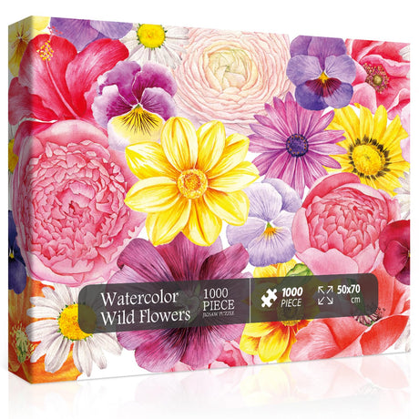 Flower Puzzles for Adults, Wildflowers Plant Flower Jigsaw Puzzles 1000 Pieces, Colorful Floral Adult Puzzles as Plant Wall Art Decor PPuzzling