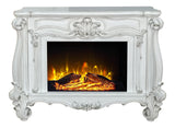Acme Versailles Rectangular Carving Wooden Frame Fireplace in Bone White ACME Furniture