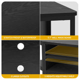 DWVO Farmhouse Corner TV Stand for Living Room, TV Stand for 55 Inch TV, Entertainment Center with Storage and Power Outlet, TV Console Cabinet, Black DWVO