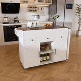 Ball & Cast 74.8" Kitchen Island with Extendable Dining Table & Power Outlet,Rolling Storage Cart on Wheels with 3 Drawers & 2 Door,Rolling Bar Table Cabinet for Dining Room,White Ball & Cast