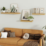 Vivelove Floating Shelves for Wall Mounted, 16 inchs Shelf for Small Bathroom, Bedroom, Living Room, Kitchen, Modern Home Decor, Rustic Farmhouse Wall Shelves with Invisible Brackets - Set of 2, Oak Vivelove