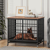 Indestructible Dog Crate, BOINN 42 inch Heavy Duty Extra Large Dog Crate Furniture for Large Medium Dog with Removable Trays, 3 Door, 4 Lockable Wheels & 5 Locks, XL Dog Kennel Furniture Indoor BOINN