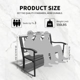YLGJ&TIDY 50" Heavy Duty Iron Outdoor Bench - Weatherproof with Ergonomic Backrest & Armrests for Garden, Park, Patio, Porch, Lawn, Yard YLGJ&TIDY