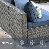 CAODOC 11 Pieces Outdoor Patio Furniture Set, Rattan Wicker Sectional Swivel Rocker Chairs Sets with Fire Pit, Swivel Glider Chairs, and Coffee Table CAODOC